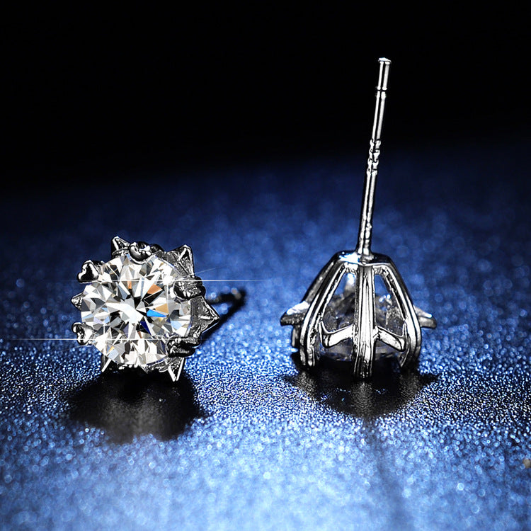 women's 1 carat moissanite snowflake earrings with six prong setting women's 1 carat moissanite snowflake earrings with six prong setting