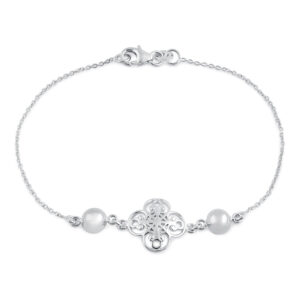 sterling silver mystic flower and bead bracelet
