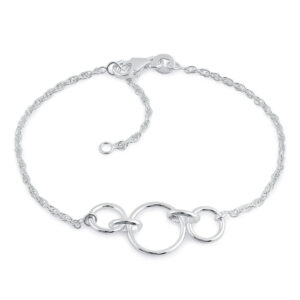 sterling silver triple round link bracelet