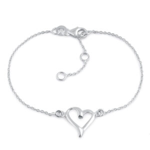 sterling silver cursive heart bracelet