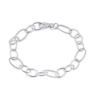 sterling silver rope oval linked bracelet