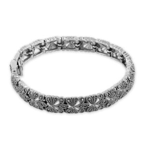 sterling silver glitzy filigree marcasite bracelet