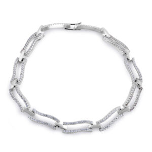 sterling silver clear cz stylish wave bracelet