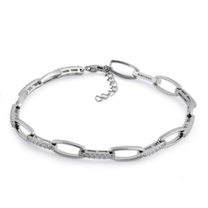 sterling silver elegant clear cz link bracelet