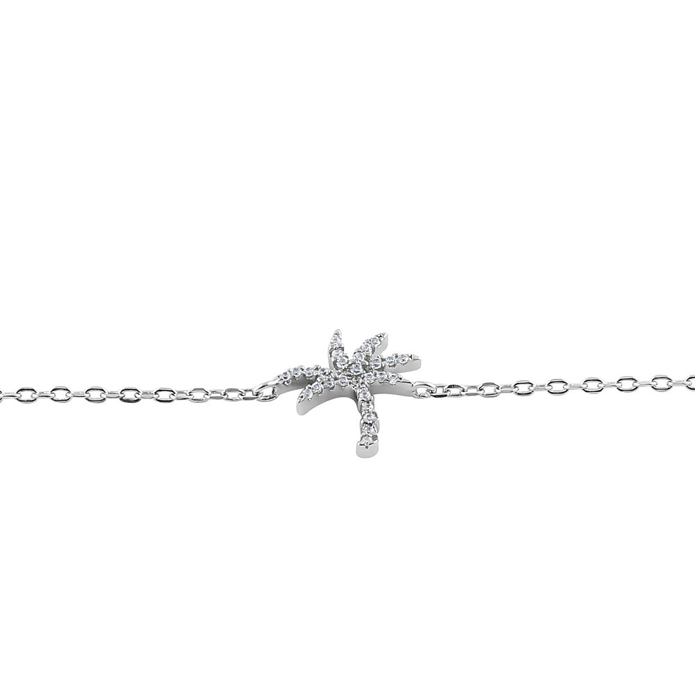 sterling silver palm tree round cut clear cz bracelet sterling silver palm tree round cut clear cz bracelet