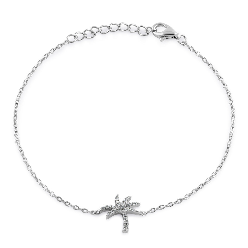 sterling silver palm tree round cut clear cz bracelet sterling silver palm tree round cut clear cz bracelet