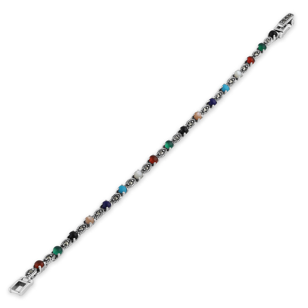 sterling silver eternal round rainbow marquise marcasite bracelet sterling silver eternal round rainbow marquise marcasite bracelet