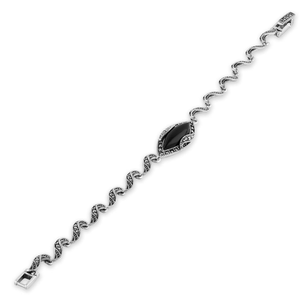 sterling silver marquise twist black onyx marcasite bracelet sterling silver marquise twist black onyx marcasite bracelet