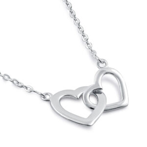sterling silver linked hearts necklace