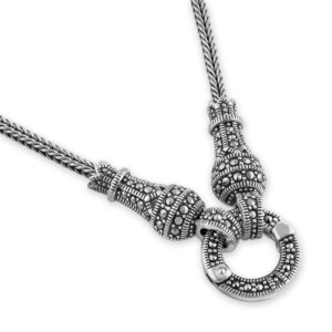 sterling silver large detachable circle marcasite necklace
