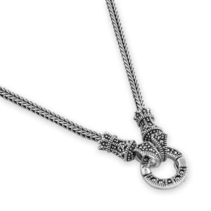 sterling silver small detachable circle marcasite necklace
