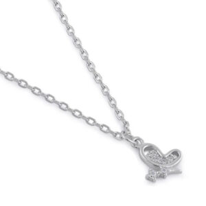 sterling silver clear cz dainty butterfly necklace