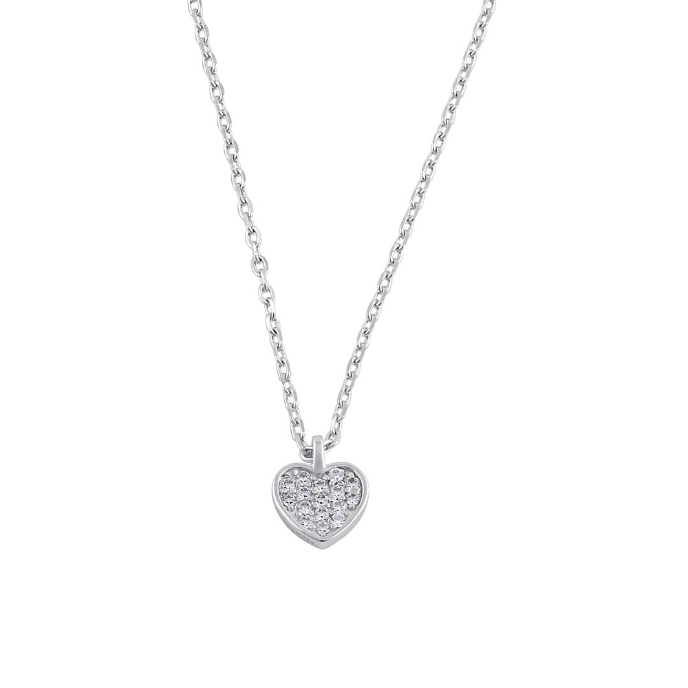 sterling silver clear cz dainty heart necklace sterling silver clear cz dainty heart necklace