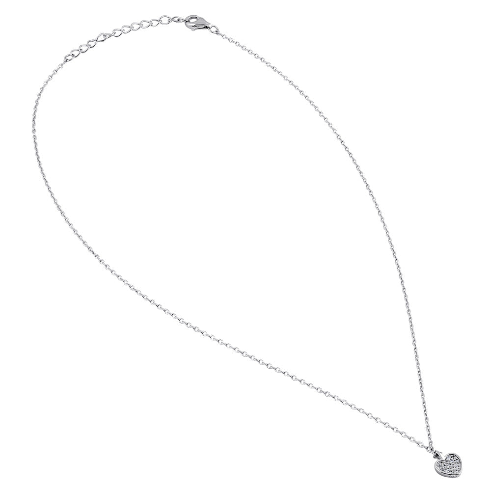 sterling silver clear cz dainty heart necklace sterling silver clear cz dainty heart necklace