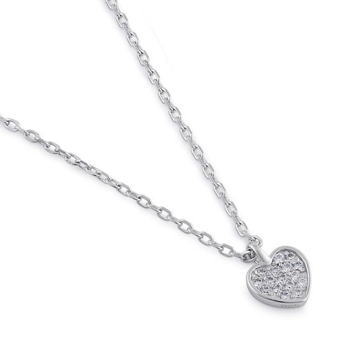 sterling silver clear cz dainty heart necklace sterling silver clear cz dainty heart necklace