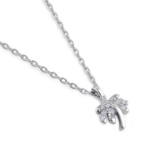 sterling silver clear cz dainty palm tree necklace