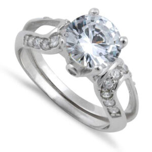 sterling silver clear round cut engagement cz ring