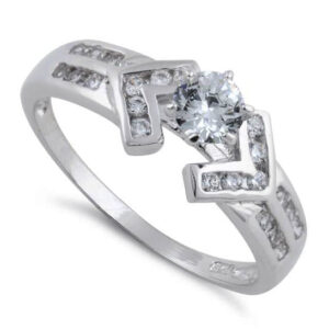 sterling silver clear round cut engagement cz ring