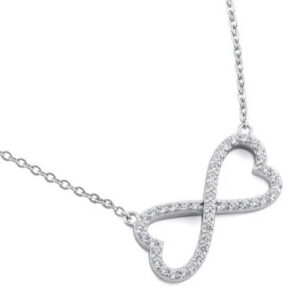 sterling silver infinity heart cz 16" necklace