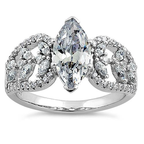 sterling silver decorative marquise cut clear cz engagement ring sterling silver decorative marquise cut clear cz engagement ring
