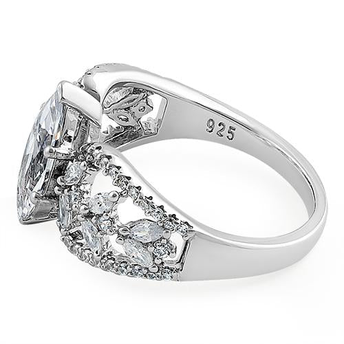 sterling silver decorative marquise cut clear cz engagement ring sterling silver decorative marquise cut clear cz engagement ring