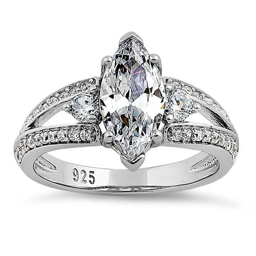 sterling silver pristine marquise cut clear cz ring