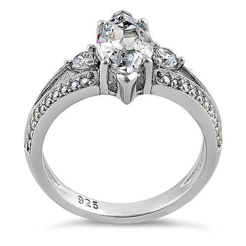 sterling silver pristine marquise cut clear cz ring