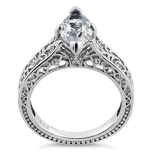sterling silver vines filigree maquise cut clear cz engagement ring sterling silver vines filigree maquise cut clear cz engagement ring