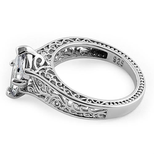 sterling silver vines filigree maquise cut clear cz engagement ring sterling silver vines filigree maquise cut clear cz engagement ring