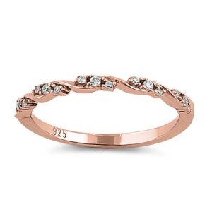 sterling silver rose gold plated dainty clear cz ring