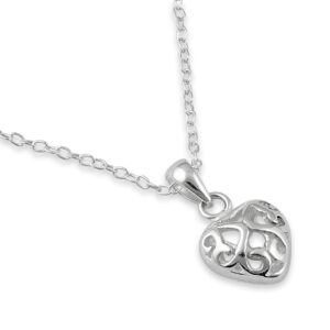 sterling silver curly heart necklace