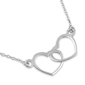 sterling silver double heart necklace