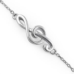 sterling silver treble clef music note bracelet