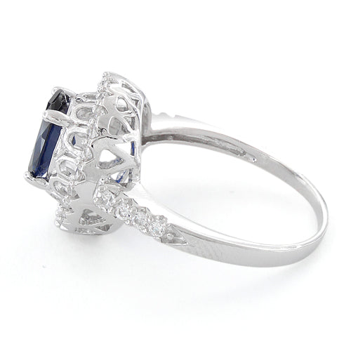 sterling silver blue sapphire halo cushion cut cz ring sterling silver blue sapphire halo cushion cut cz ring