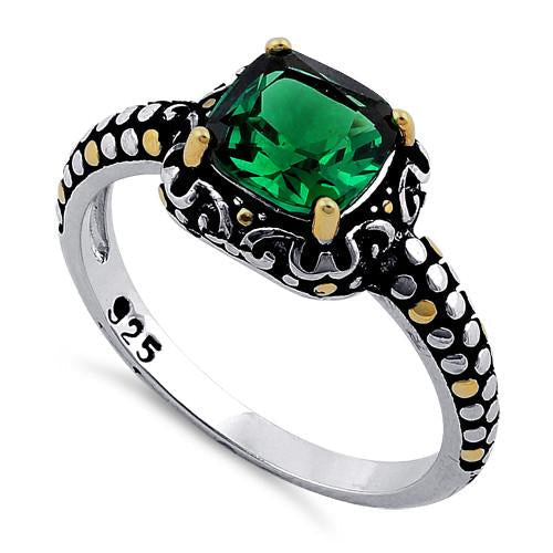 sterling silver celtic emerald cushion cz ring sterling silver celtic emerald cushion cz ring