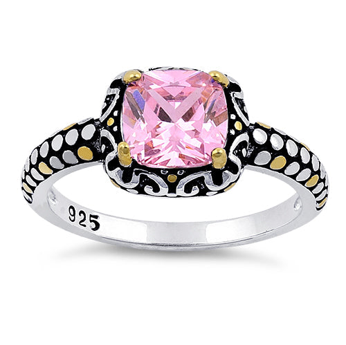 sterling silver celtic pink cushion cz ring sterling silver celtic pink cushion cz ring