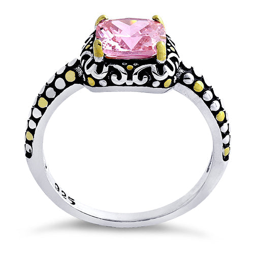 sterling silver celtic pink cushion cz ring sterling silver celtic pink cushion cz ring
