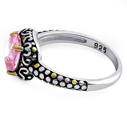 sterling silver celtic pink cushion cz ring sterling silver celtic pink cushion cz ring