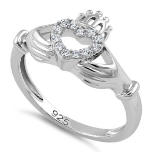 sterling silver claddagh cz ring