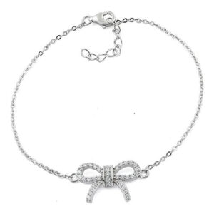 sterling silver classic bow clear cz bracelet