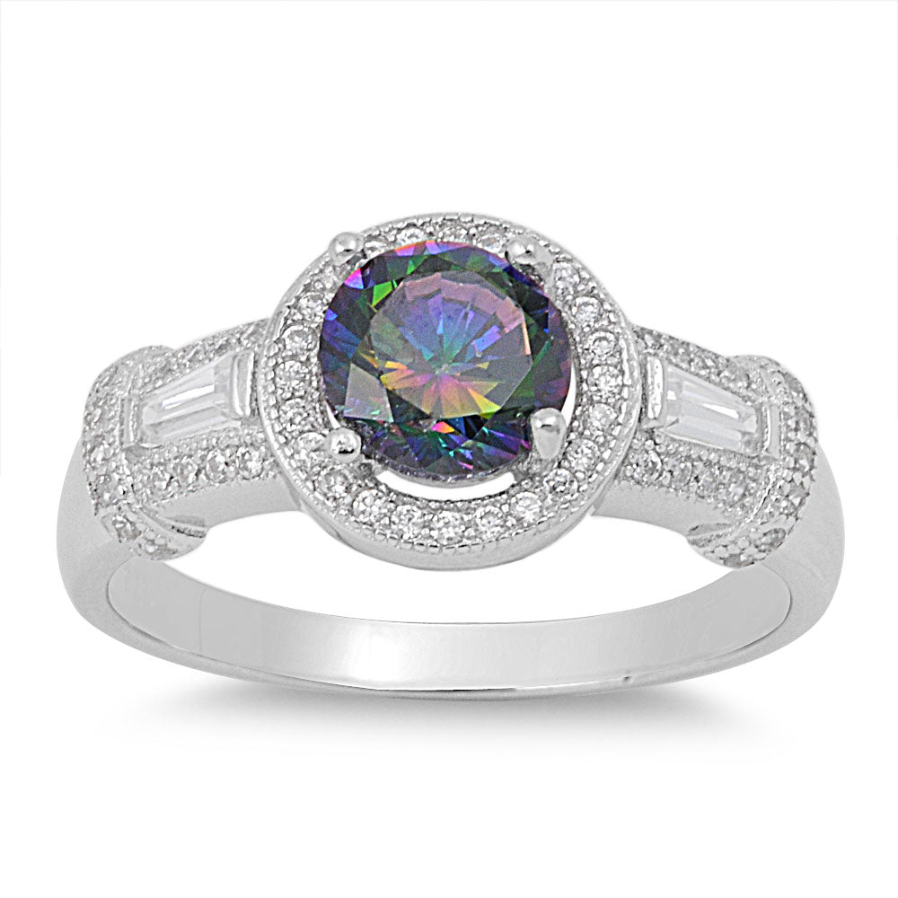 sterling silver classic rainbow topaz halo cz ring sterling silver classic rainbow topaz halo cz ring