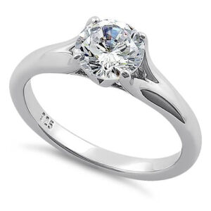 sterling silver classic round cut clear cz ring