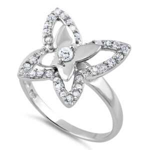 sterling silver clear butterfly cz ring