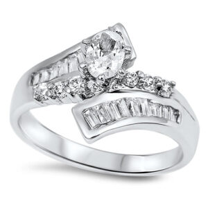 sterling silver clear cubic zirconia ring