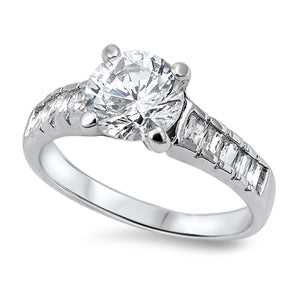 sterling silver clear engagement ring