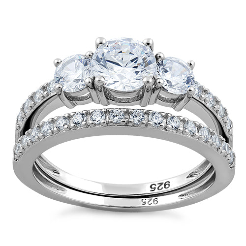 sterling silver clear engagement set ring sterling silver clear engagement set ring