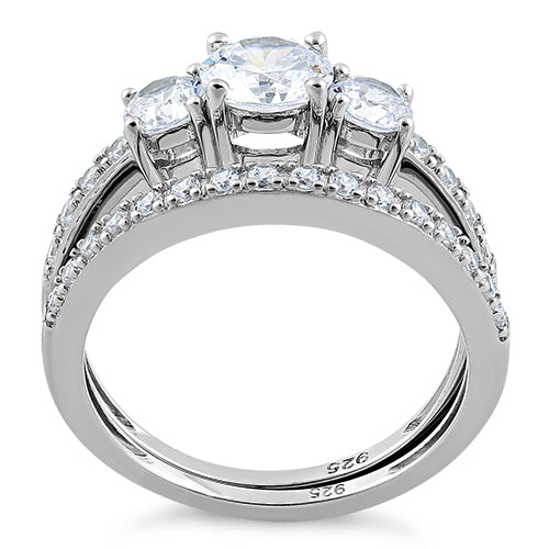 sterling silver clear engagement set ring sterling silver clear engagement set ring