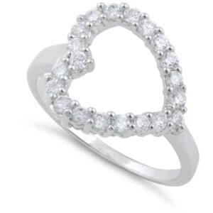 sterling silver clear heart cut cz ring