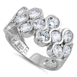 sterling silver clear pattern cz ring
