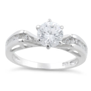 sterling silver clear round cut engagement cz ring